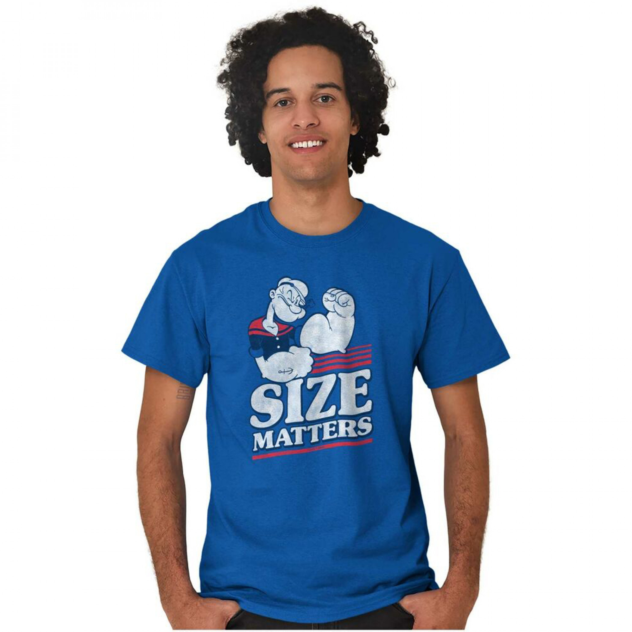Popeye The Sailor Man Character Size Matters Bicep T-Shirt